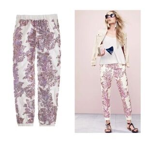 J.Crew Seaside Pant in Iridescent Sequin Ivory Linen Cotton Jogger Pants 8 C7451